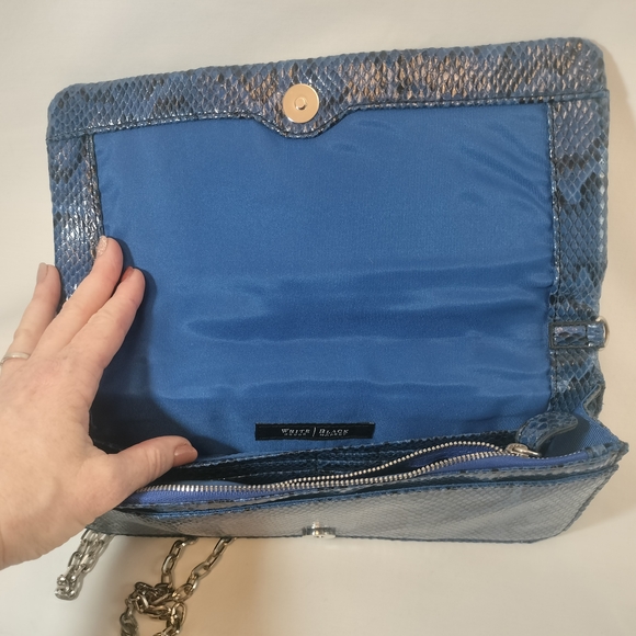 White House Black Market Snakeskin Clutch with Chain Strap NWOT - Picture 7 of 11